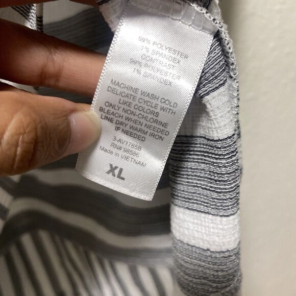 ava james tunic top xl gray white extra large stripes lightweight tt - Picture 6 of 11